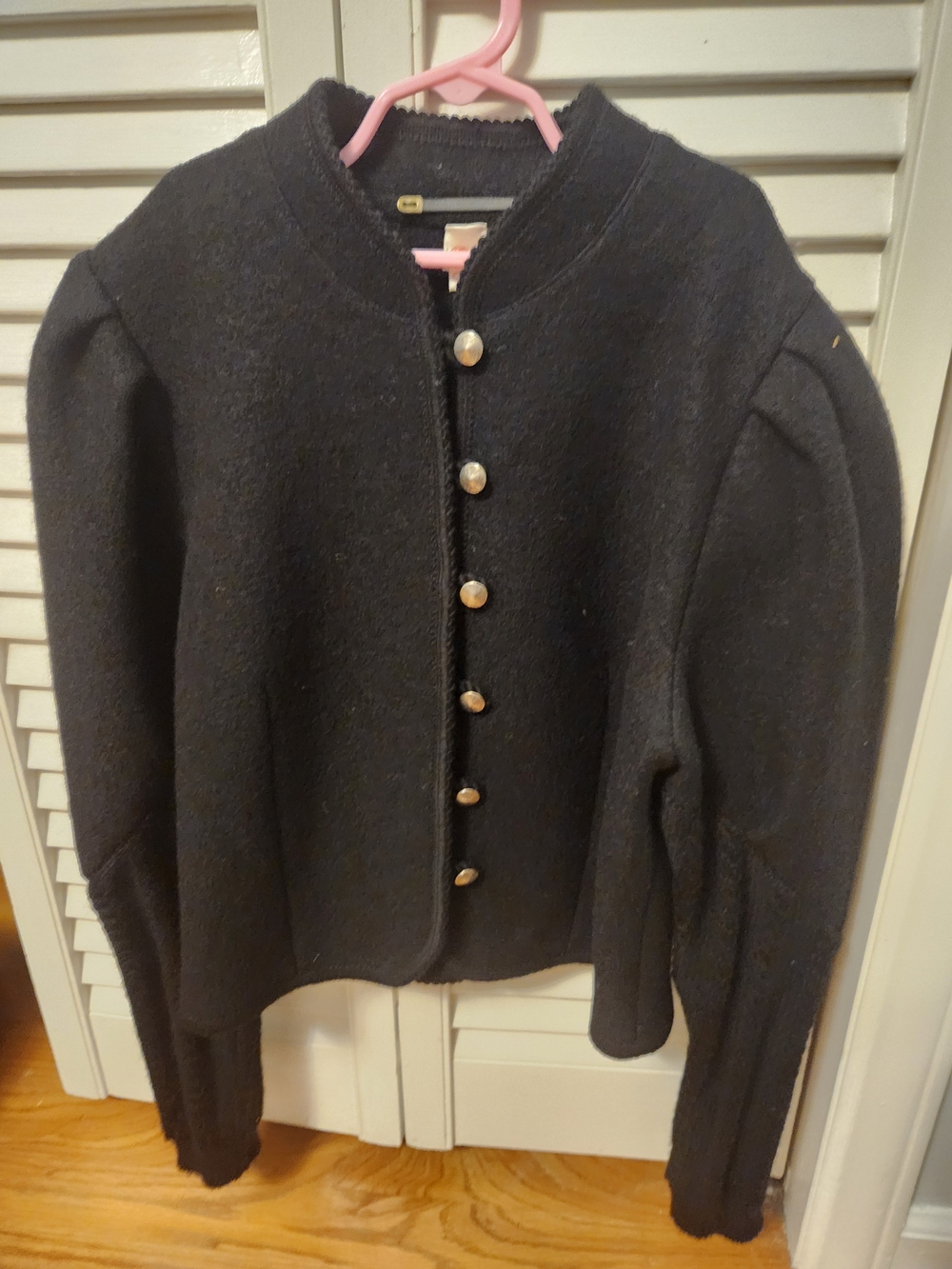 Youth Black Button-Front Wool Cardigan